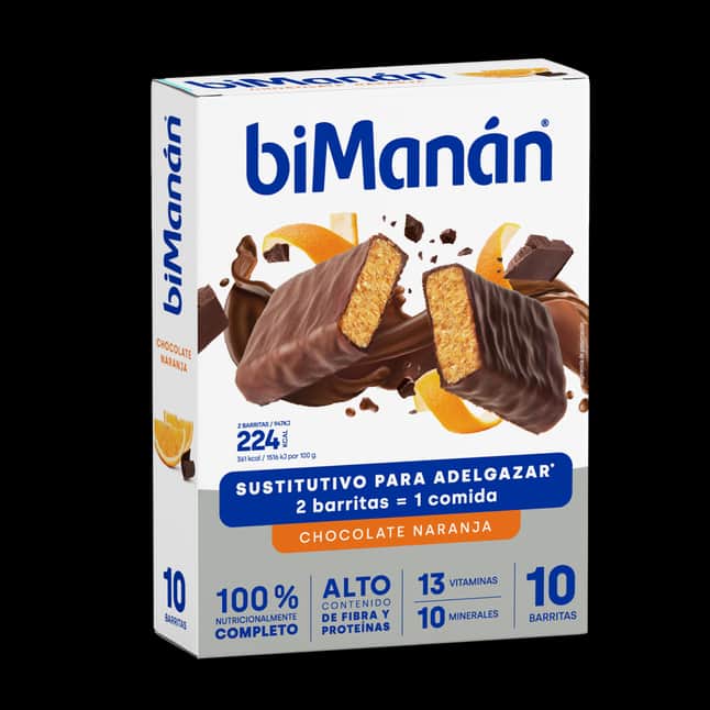 biManán Barritas sabor Chocolate Naranja 10 unidades
