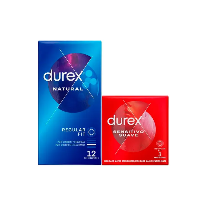 Durex Pack Preservativos Natural Comfort 12 unidades + Sensitivo 3 unidades