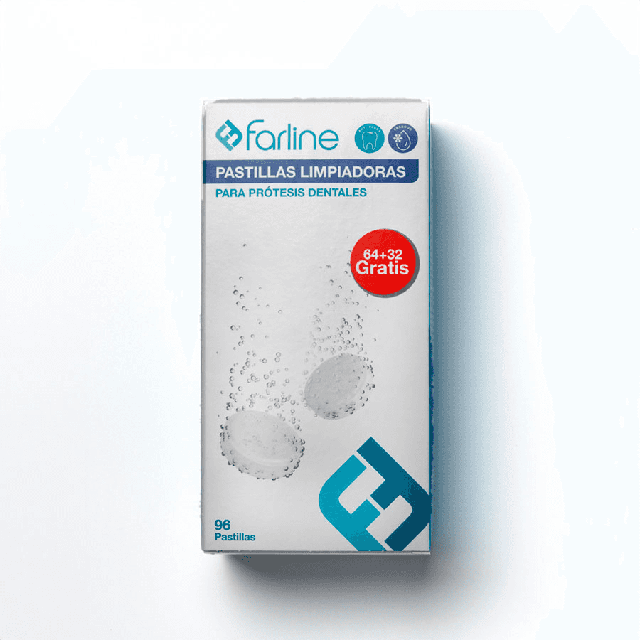 Farline Pastillas Limpiadoras Prótesis Dental 96 tabletas